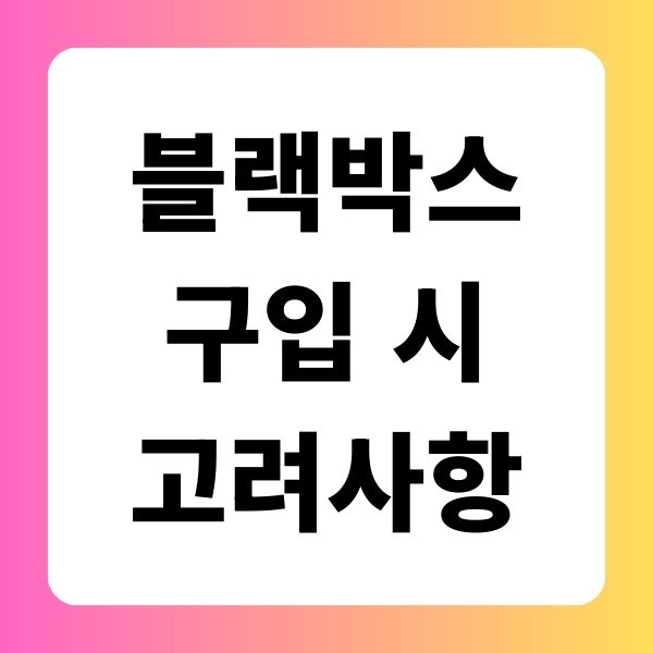 블랙박스 구입 시 고려사항